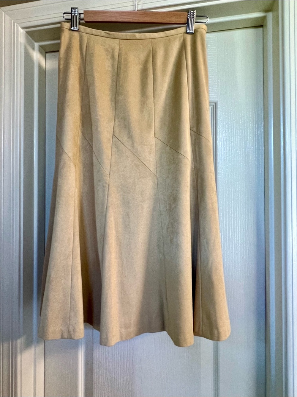 Talbots Womens A-Line Suede Skirt in Beige